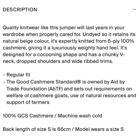 COS Chunky Pure Cashmere V-Neck Sweater in Beige - Picture 8 of 9